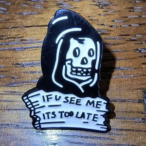 Women’s Jewelry Black and White Skeleton Enamel Pin with Funny Quote